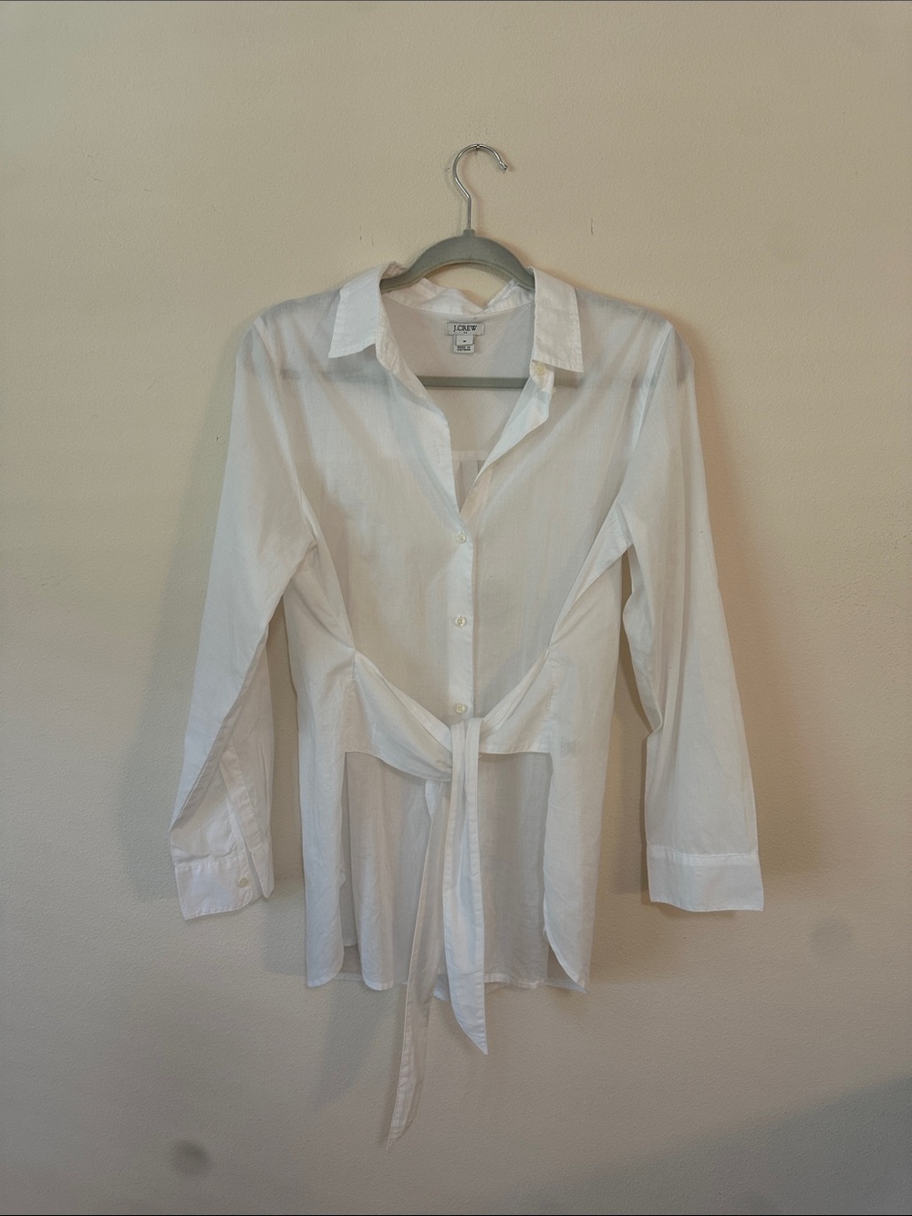 J. Crew White Tie-Front Button Down Shirt